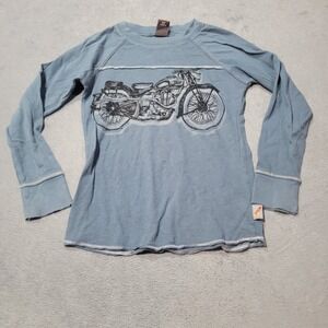 Charlie Rocket T-Shirt Boy 3T Blue Motorcycle Graphic Long Sleeve Biker USA Made